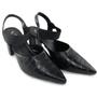 Imagem de Scarpin Preto com Estampa Croco com Elástico no Tornozelo Salto Alto Bloco 9 cm - ULLY