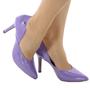 Imagem de Scarpin Salto Alto Fino 9cm Verniz LILAC Com Detalhe Em Boton ER332