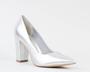 Scarpin Salto Bloco 10cm Couro Prata CBK - CHIBINSKI Imagem de Scarpin Salto Bloco 10cm Couro Prata CBK