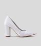 Imagem de Scarpin Salto Bloco 10cm Velvet Branco CBK