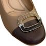 Imagem de Scarpin Salto Bloco Anatômico Fivela Couro Conforto Mm1502 Usaflex  Camel