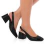 Imagem de Scarpin Sapato Slingback Feminino Salto Grosso Bico Quadrado