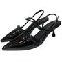 Imagem de Scarpin SlingBack Preto Carrano Couro Ajustes Salto Baixo