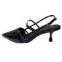 Imagem de Scarpin SlingBack Preto Carrano Couro Ajustes Salto Baixo