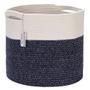 Imagem de Sea Team Large Size Cotton Rope Woven Storage Basket with Handles, Laundry Hamper, Trunk Organizer, Clothes Toys Bin for Kid's Room, 15 x 13 polegadas, design aberto redondo, Off White & Variegated Navy