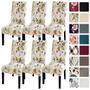 Imagem de SearchI Cadeira da Sala de Jantar Cobre Slipcovers Set de 6, Spandex Super Fit Stretch Removível Washable Kitchen Parsons Cadeira Cobre Protetor para Sala de Jantar, Hotel, Cerimônia, Bege + Flores