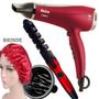 Imagem de Secador De Cabelo Philco Cherry 2100w Ions Ar Quente e Frio Difusor Modelador Nova Vermelho Touca