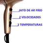 Imagem de Secador De Cabelo Taiff Profissional 2000w Ar Quente Frio Dourado Motor Ac Com Difusor De Cachos Modelador Cachos Triondas Profissional Cacheador Rosa