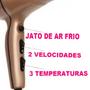 Imagem de Secador De Cabelo Taiff Profissional 2000w Ar Quente Frio Dourado Motor Ac Com Difusor De Cachos Prancha Gama Italy Ceramica 430ºf One