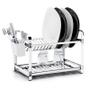 Imagem de Secador de louça grande 16 pratos aço inox com porta talher