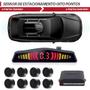 Imagem de Sensor Dianteiro e Traseiro Preto Fosco Kia Picanto 2007 2008 2009 2010 2011 Estacionamento Frontal Ré 8 Oito Pontos Aviso Sonoro Distância