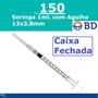 Imagem de Seringa 1ml Com Agulha 0,38x13mm Luer Slip BD 150 unids