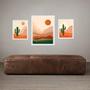 Imagem de Set 3 Quadros Arte Deserto Boho - Com Vidro