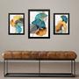 Imagem de Set 3 Quadros Folhas Azul Com Dourado - com vidro