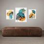 Imagem de Set 3 Quadros Folhas ul Com Dourado - Com Vidro