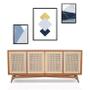 Imagem de Set 3 Quadros Geométricos Azul e Dourado - com vidro