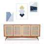Imagem de Set 3 Quadros Geométricos Azul e Dourado