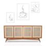 Imagem de Set 3 Quadros Minimalistas Café - One Line - com vidro