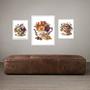 Imagem de Set 3 Quadros Vintage Café Com Flores