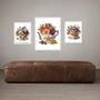 Imagem de Set 3 Quadros Vintage Café Com Flores