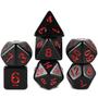 Imagem de Sete 7 Dados Rpg Preto E Vermelho D4 D6 D8 D10 D10% D12 D20