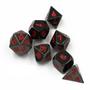 Imagem de Sete 7 Dados Rpg Preto E Vermelho D4 D6 D8 D10 D10% D12 D20