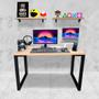 Imagem de Setup Kit Gamer Vexus Com Mesa 1,20 Prateleiras Suporte P/ Notebook Controle Fone Celular Branco
