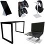 Imagem de Setup Kit Gamer Vexus Com Mesa Dallas 1,20 Suporte P/ Notebook Controle Fone Celular Branco