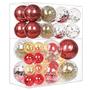 Imagem de SHareconn 46pcs bolas de Natal enfeites conjunto, plástico à prova de quebra claro enfeites decorativos para a árvore de Natal decoração de festa de casamento de Natal com ganchos incluídos, vermelho e ouro