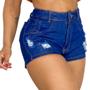 Imagem de Short Bermuda Jeans Feminino Cintura Alta Destroyed Hot Pants