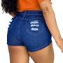 Imagem de Short Bermuda Jeans Feminino Cintura Alta Destroyed Hot Pants