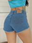 Imagem de Short Curto Jeans Feminino Claro Cintura Alta barra desfiada modela bumbum lycra/elastano