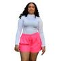 Imagem de Short Curto Leve Com Cordão E Elástico Na Cintura Esportivo E Lazer Tecido Tactel Plus Size - Rosa