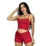 Imagem de Short doll liso suede baby doll confortável pijama feminino