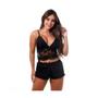 Imagem de Short Doll Microfibra sem Bojo Baby Doll Confortável Pijama Preto