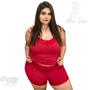 Imagem de Short Doll Plus Size Romance Vermelho Detal Renda Cós 214.06