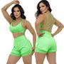 Imagem de Short Duplo Fitness Academia Feminino Short Treino Caminhada