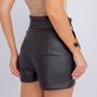 Imagem de Short Feminino Couro Clochard Cinto Luxo Cintura Alta Social