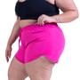 Imagem de Short Feminino De Praia Piscina Banho Plus Size Tactel C/ Elastano Liso Bermuda Soltinha Cordão Enfeite Ponteira G5 E G6