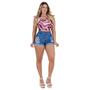 Imagem de Short Feminino Jeans Cintura Alta Destroyed Curto 