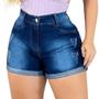 Imagem de Short Feminino Jeans Curto Barra Dobrada