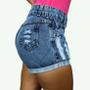 Imagem de Short Feminino Jeans Destroyed Arranhado Barra Dobrada Moda