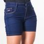 Imagem de Short Feminino Jeans Escuro Meia Coxa Elastano Cintura Alta