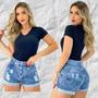 Imagem de Short Feminino Jeans Short  Jeans Rasgado Feminino 100% Algodão