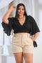 Imagem de Short Feminino Plus Size Alfaiataria Com Botões forrados Shorts Social Tendência Estilo Blogueira