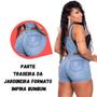 Imagem de Short Jardineira Macaquinho Curto Jeans Feminino Adulto Lycra 