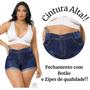 Imagem de Short Jeans Bermuda Feminina Lycra Cintura Alta e Elastano