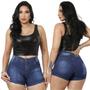 Imagem de Short Jeans Bermuda Feminina Lycra Cintura Alta e Elastano