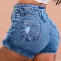 Imagem de Short Jeans Cintura Alta Elástico Detalhe Destroyde Elastano