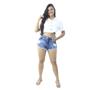 Imagem de Short Jeans Curto Feminino Barra Desfiada Destroyed